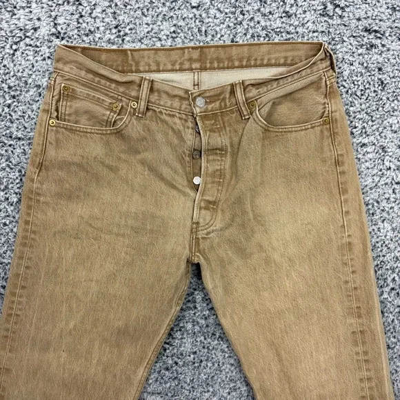 Vintage Levis 501 XX Jeans Mens 34x32 Brown Denim Button Fly Straight Leg Y2K - Picture 3 of 16